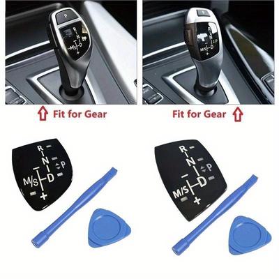 1 adet araba vites topuzu paneli vites düğme kapağı etiket BMW için 1 2 3 5 serisi X3 X4 X5 X6 F30 F10 F32 F25 F15 F16 M amblemi olmadan