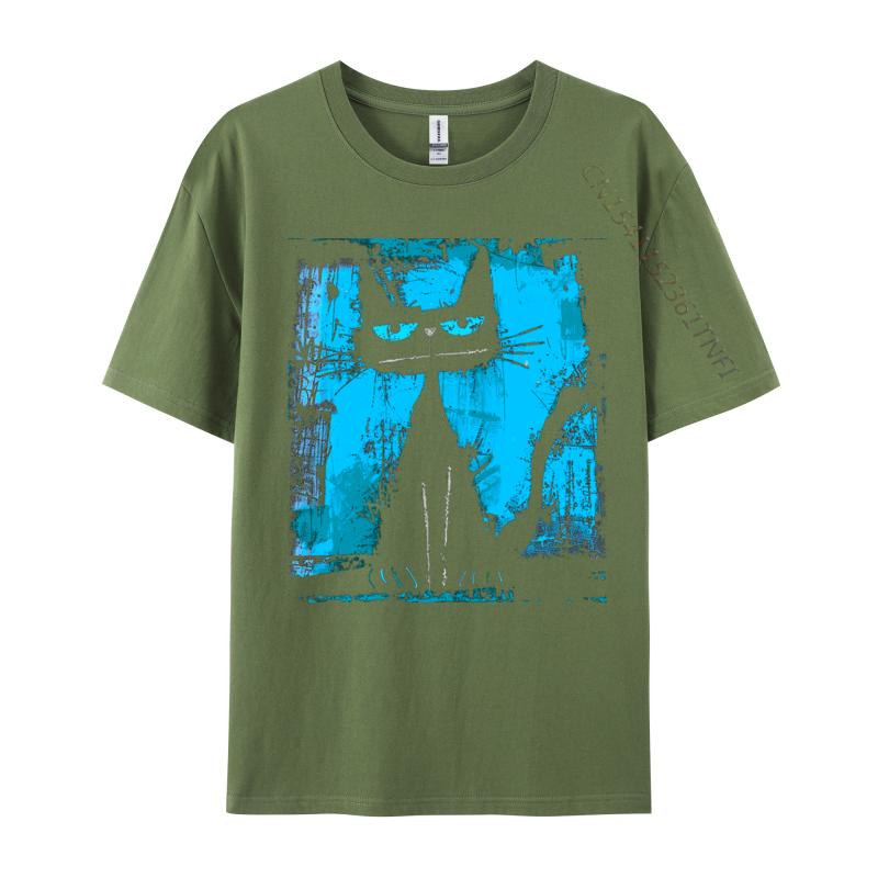 Unisex Cotton Tshirt Cat Stylish Grunge Abstract Art Design Tshiren Tops Tees Birthday T Shirt Hip Hop Top Tshirts