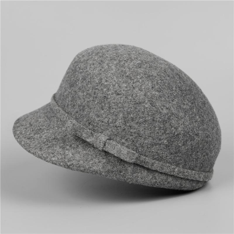 

Autumn and winter woolen equestrian hat women s high-end bow elegant retro cap M（56-58cm）