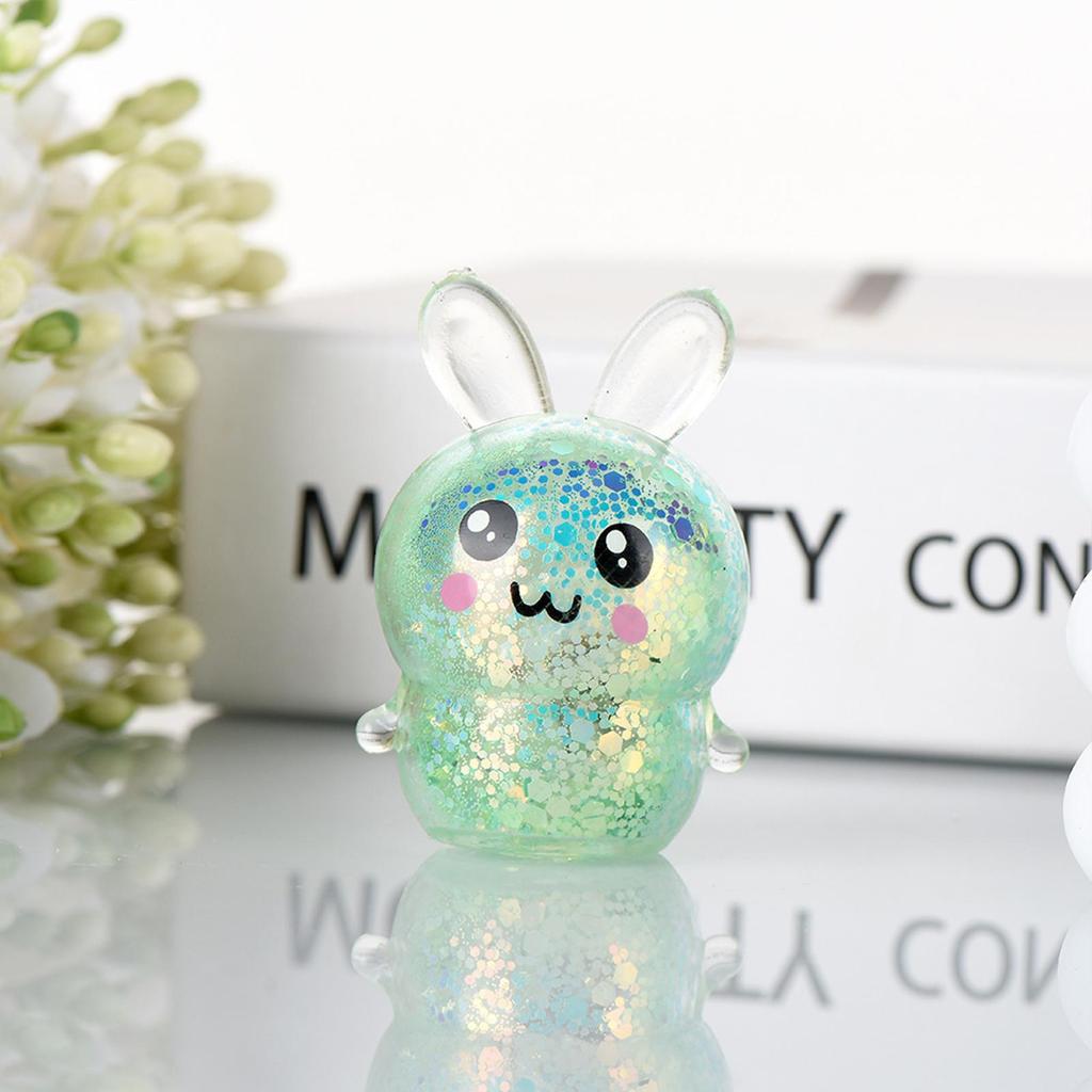 Soft Squeeze Toys Fun Cute Cartoon Soft Glitter Bunny Party Favors Fidget Squeeze Toy for Kids Adults Friends Teens Offices Work