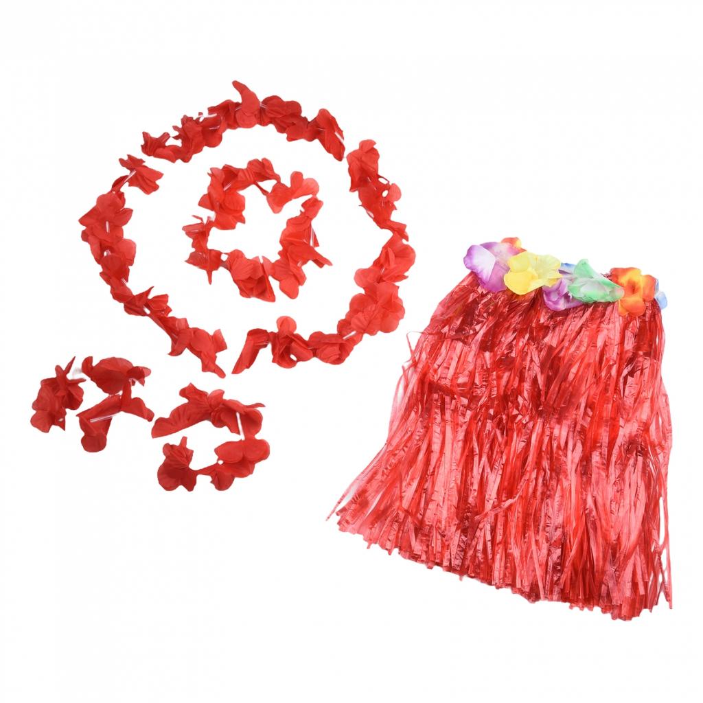 Kinder Sommer Hawaiianischer Gras-Lei Rock Strandkleid Blumenarmband Kostüm Anzug