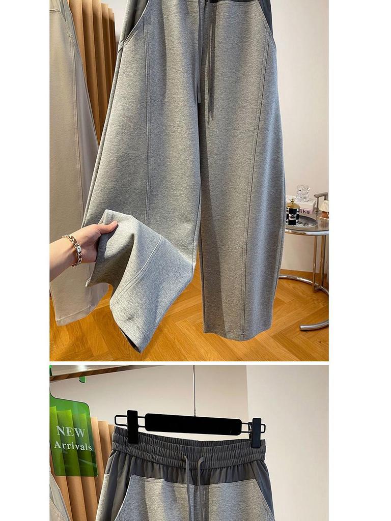 Spring 2024 Women's High-Waist Color-Contrast Wide-Leg Pants