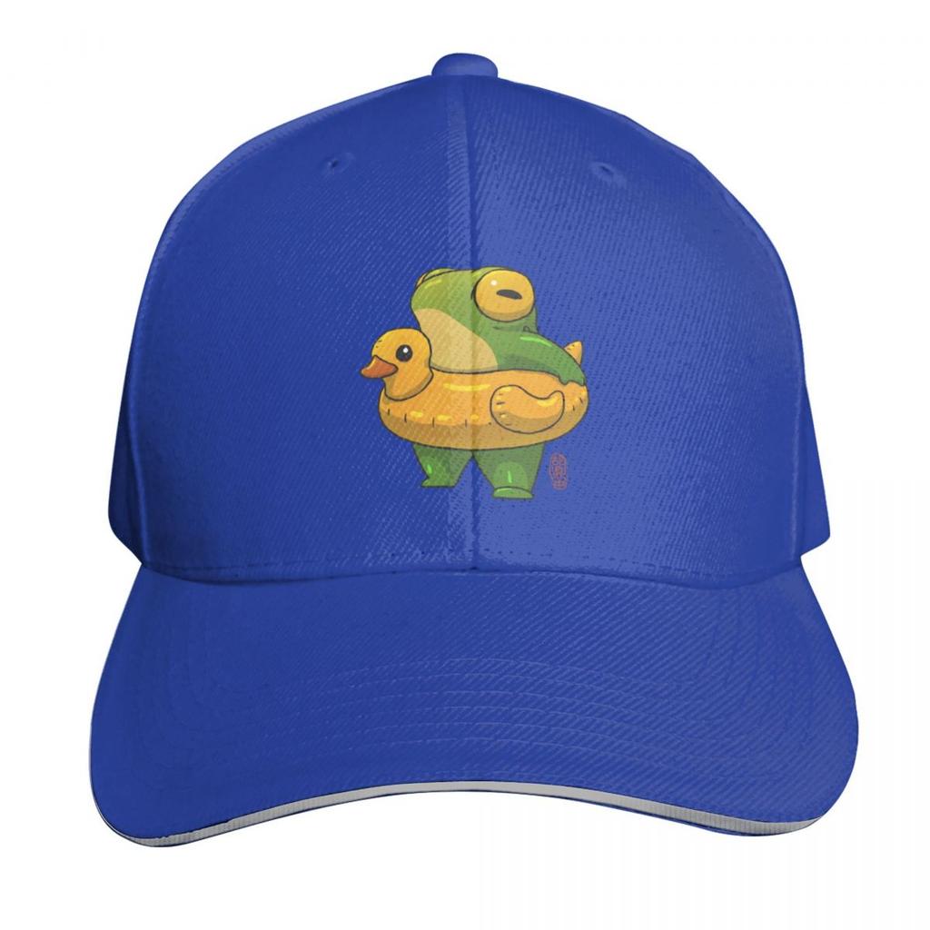 Cute Summer Time Ducky Frog Swimming Pool Floatie Artwork Asian Style Baseball Cap Sun Cap Thermal Visor Women Hats Unisexs