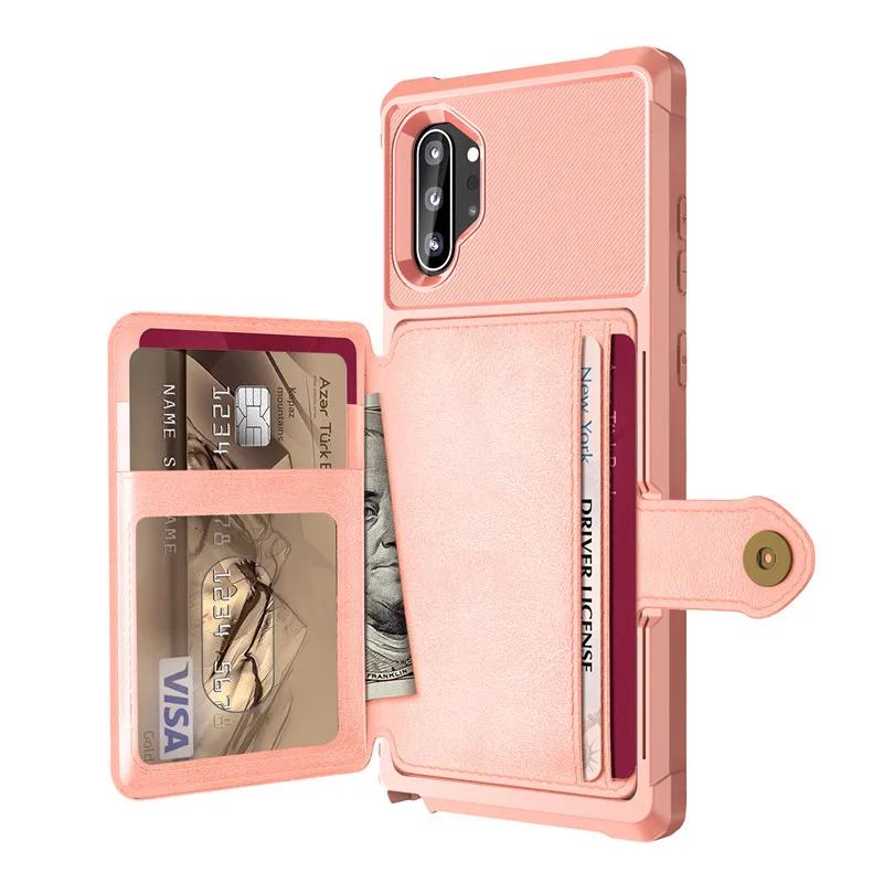 Für Samsung Galaxy Note 10 Plus Note 10 Kreditkartenhülle PU-Leder Klappbrieftasche Foto-Halter Harte Rückabdeckung für Galaxy Note 10