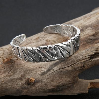 Pulsera de plata estilo Punk Gothic con diseño de sarga, nueva y de alta calidad. Pulsera personalizada para hombre que refleja tu temperamento.