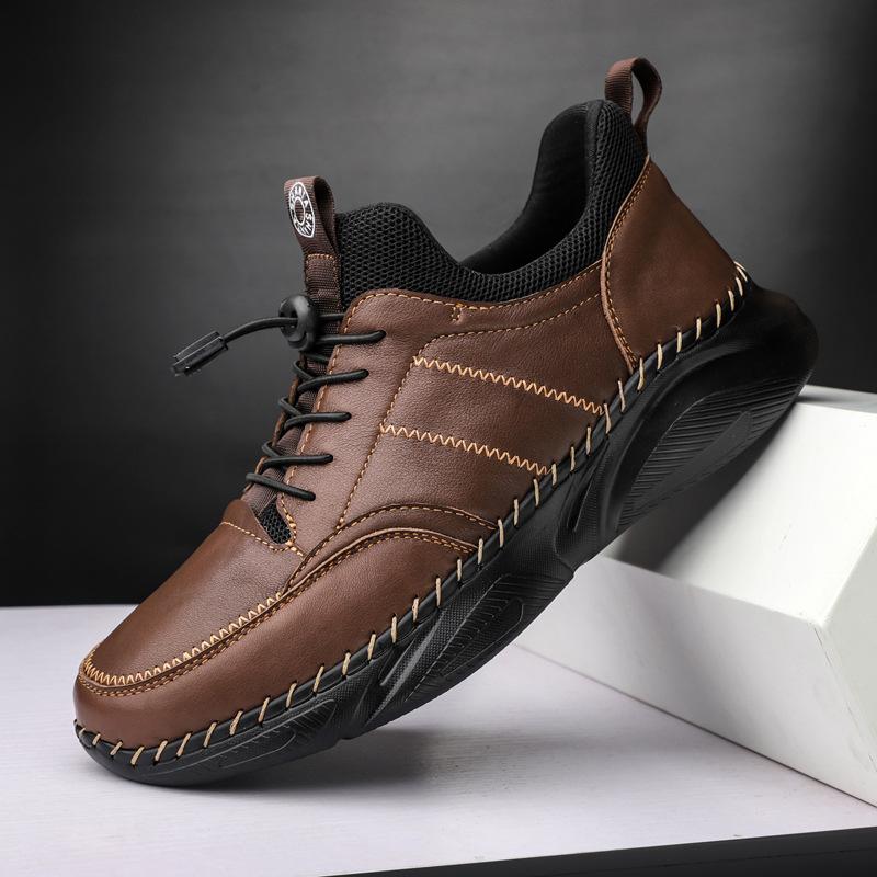 

Men s shoes autumn and winter new handmade leather shoes men s sports and leisure shoes breathable shoes running leather shoes men 48 коричневый
