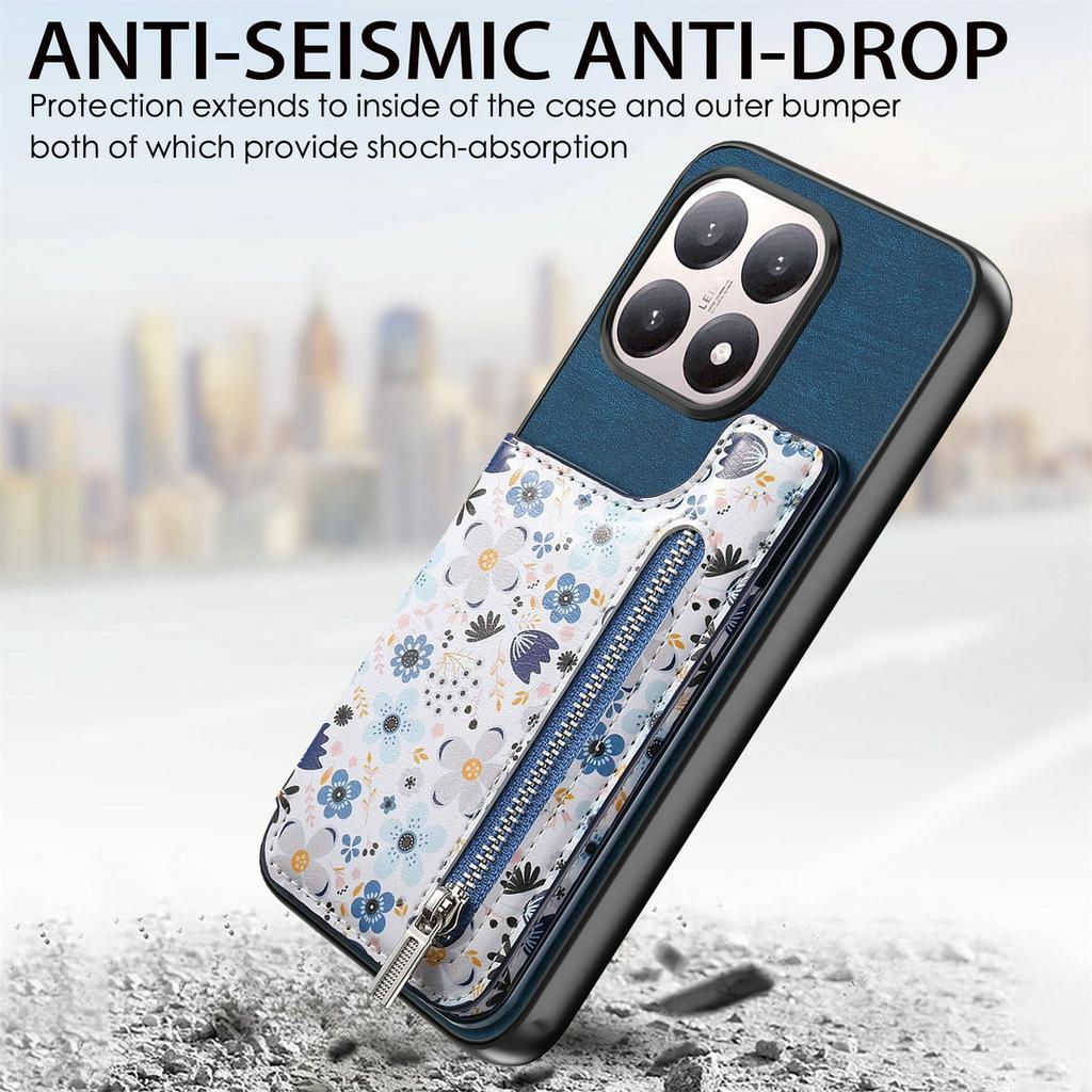 For Xiaomi 15T Leather Phone Cover with RFID Blocking Zipper Card Bag Kickstand