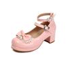 Süße Riemen Schnallen Lolita Pumps für Damen Blockabsatz Plateau Hochzeit Party Mary Janes Schuhe Damen Rosa Rot Mädchen Größe 43