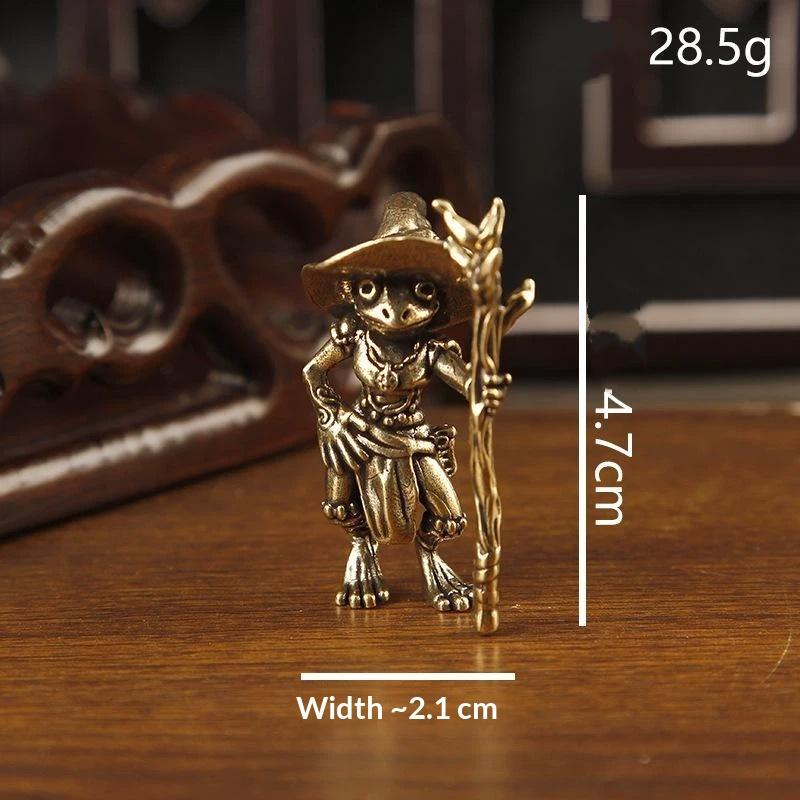 Vintage Mystic Mage Brass Figurine Wizard Statue Rustic Metal Craft Decor for Coffee Table Office Desktop Collectible Gift