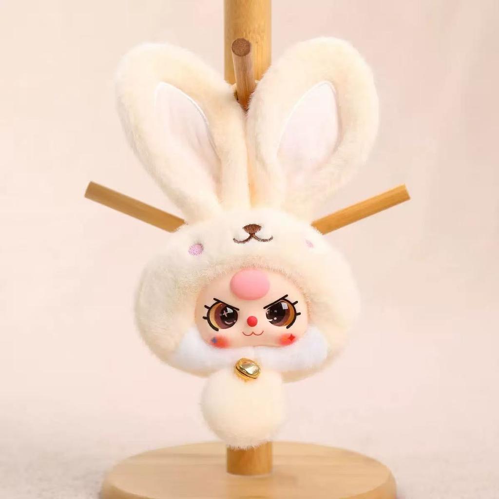 20cm Entzückende Hasen Plüschtiere Eine Hasenpuppe mit Glocke Bunt gefärbte Vinylpuppen Kinderspielzeug Heimdekoration Geburtstagsgeschenke für Mädchen