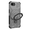 For iPhone 16e Magnetic Case Rotating Metal Kickstand Shockproof PC+TPU Phone Back Cover