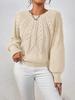 2026 Damen Pullover mit Strick Laternenärmeln: Langarm, Rundhalsausschnitt, Einfarbig, Herbst/Winter Europäisch-Amerikanischer Stil Pullover