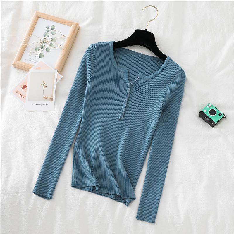 Spring and Autumn Women's Pullover Knitted Bottom Shirt Thin Skinny Long Sleeve Tights Inside Sweater Tide