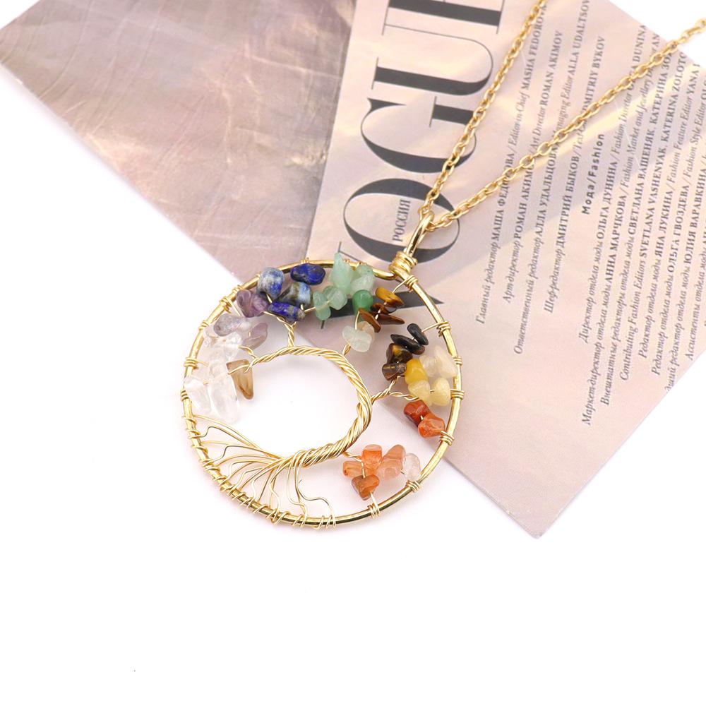 Natural Stone Tree of Life Heart Necklace Pendant