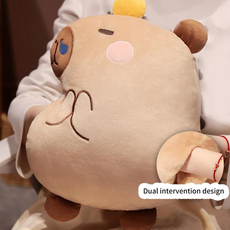 MultiFunctional Cartoon Capybara Pillow Blanket Combo Soft Cotton Throw  Chair Cushions for Kids Teens and Adults