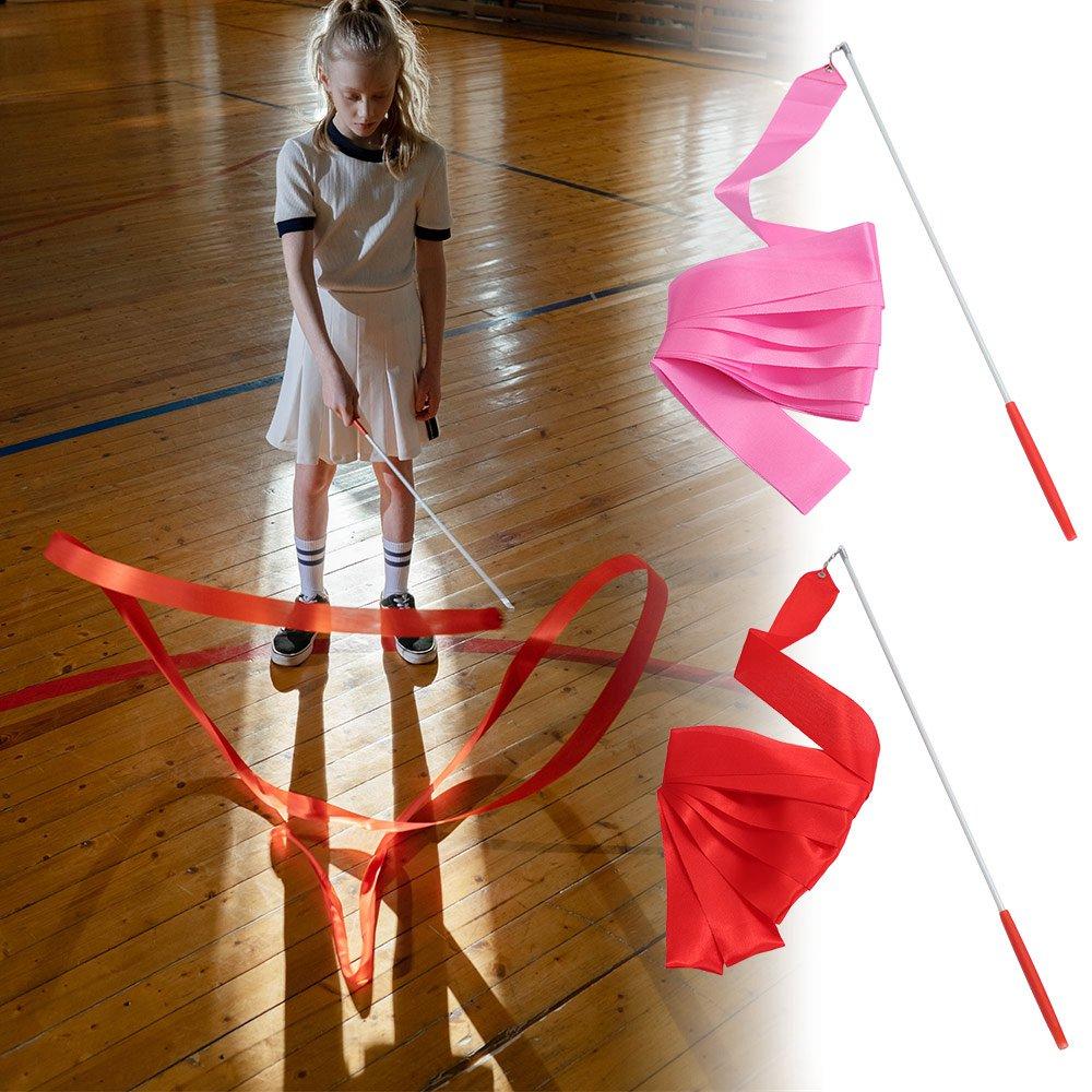 Gymnastic Ballet Professional Twirling Rod Props Dance Stick Ballet Streamer Gymnastics Ribbons 4M