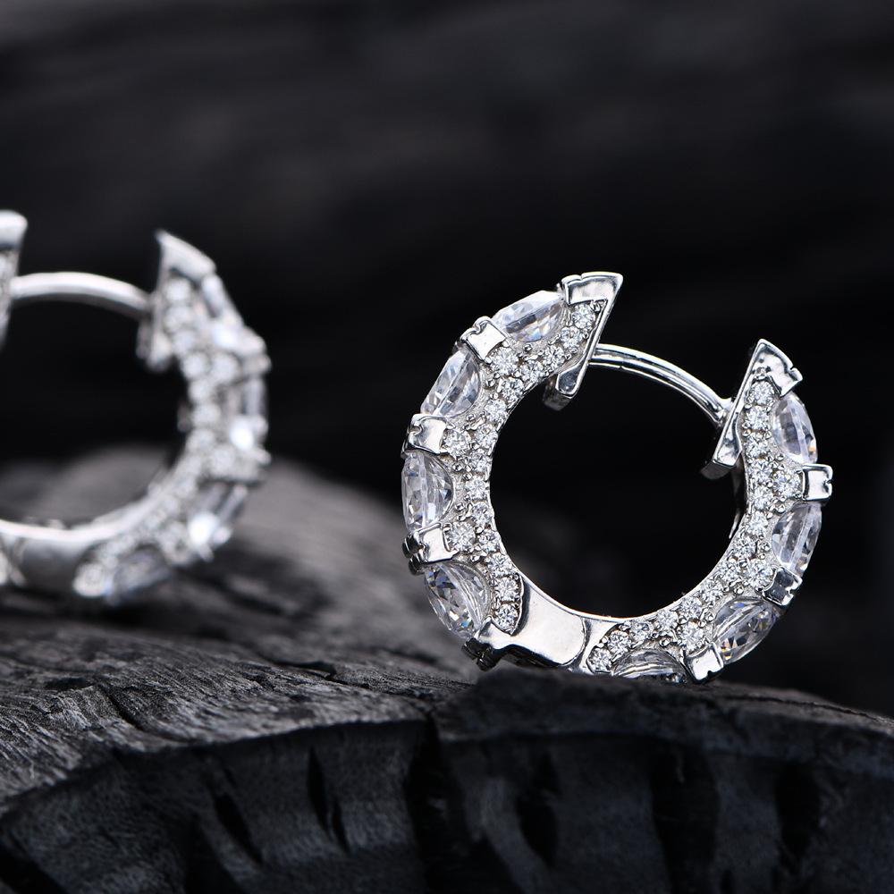 High-End Trendy Men American Hip-Hop Zircon D-Color Eternal Earrings Hiphop Earrings Women