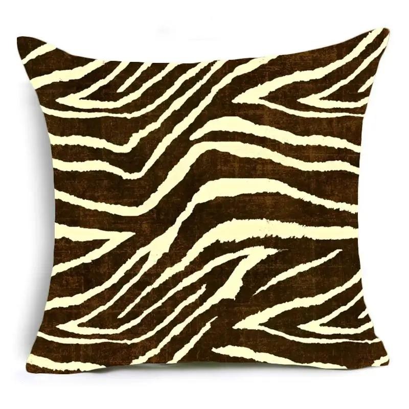 Vikama Wild Animal Print Kussensloop Zebra & Luipaard Kussenhoes American Retro Woonkamer Bank Decoratie Kussensloop Peach skin 18*18(CM)-1Pcs