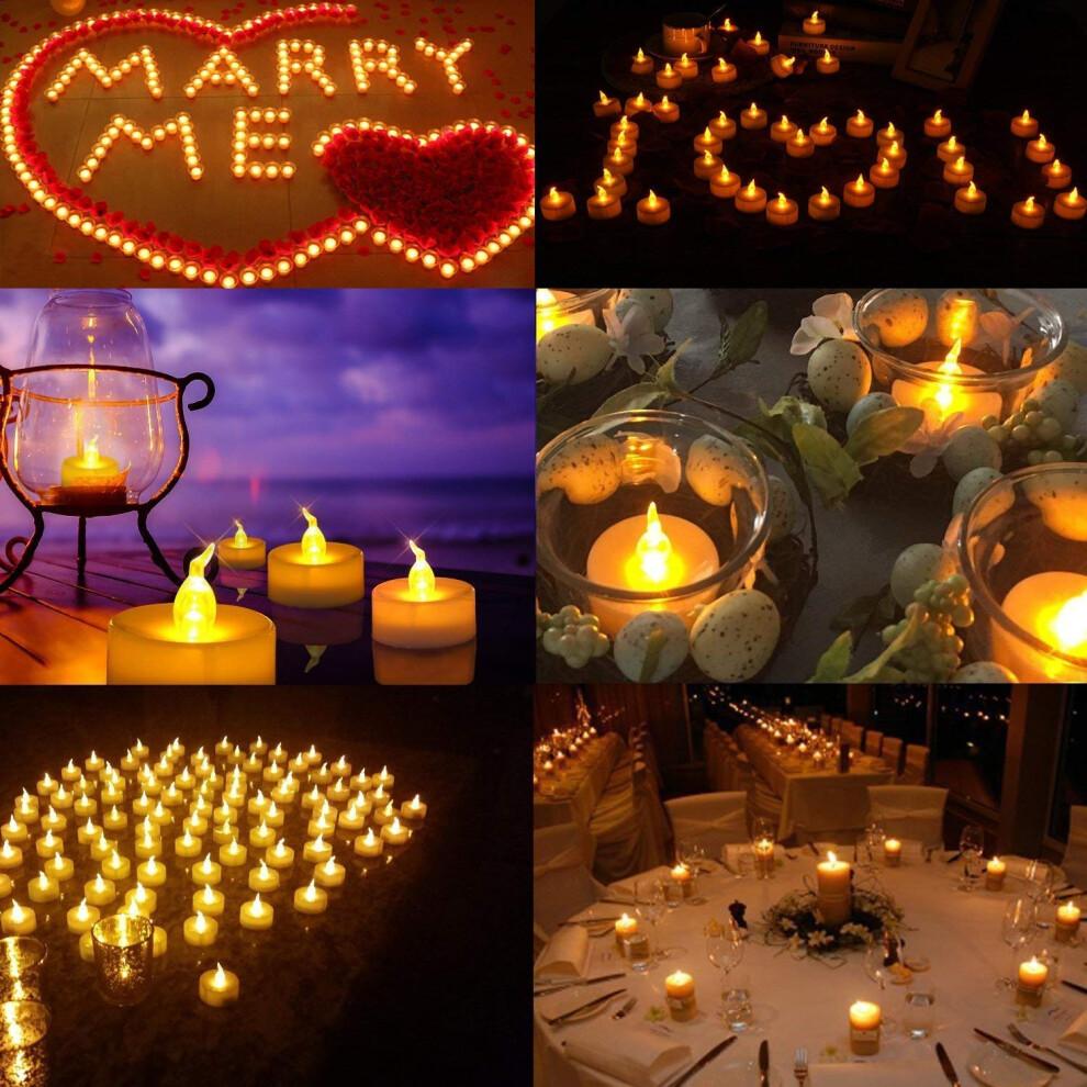 100 Pack Realistic and Bright Flickering Battery Operated Flameless LED Tea Lights Candles, Tealights Electric Fake Candles for Halloween Christmas W