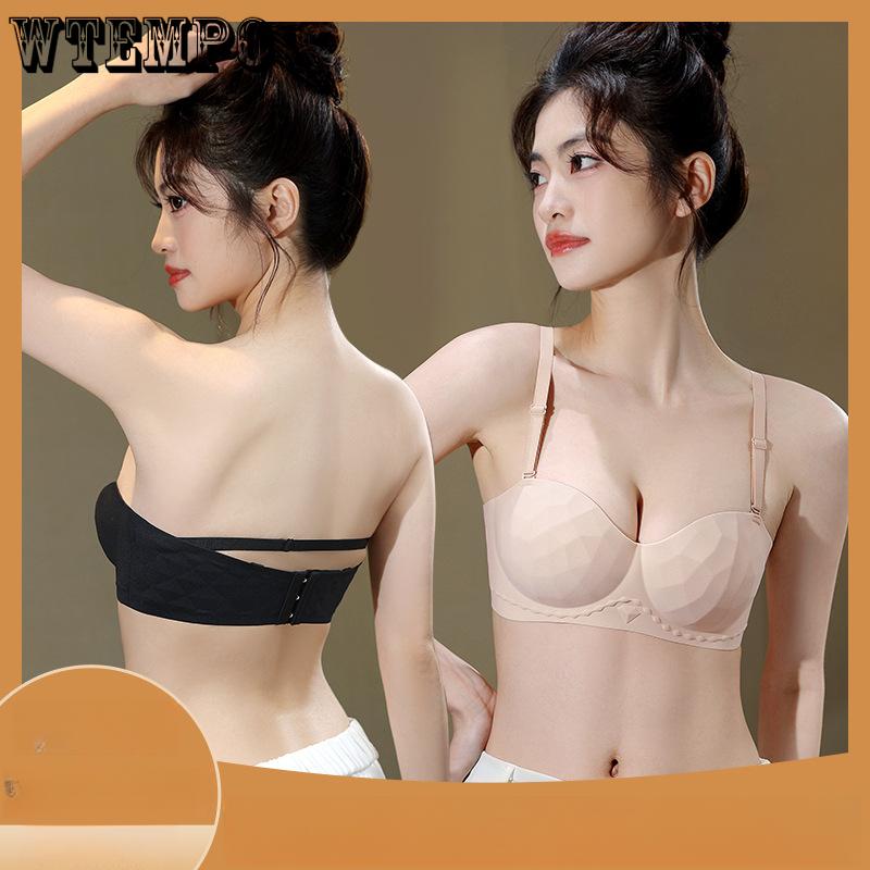 Strapless Lingerie Women's Gathering Bra Anti-slip Retractable Breasts Anti-lowering Bra Push Up Bra