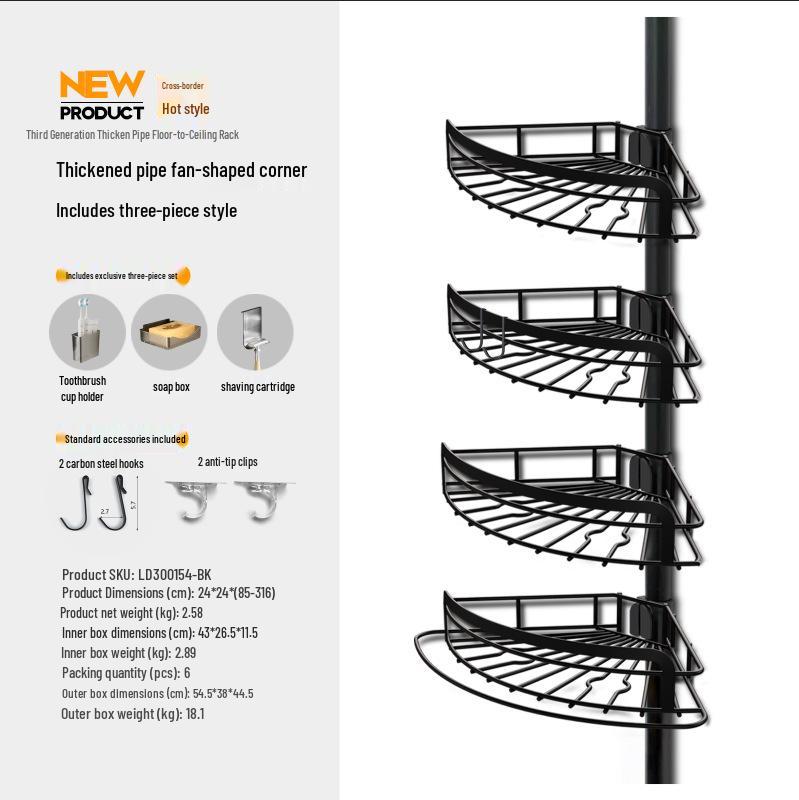 Bathroom Corner Triangle Shelf - No-Drill Wall-Mounted Storage Rack