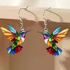 1Pair Acrylic Hummingbird Earrings 2D Bird Shape Earrings For Women Girls Ear Drop Dangle Jewelry Gifts Accessories Gifts