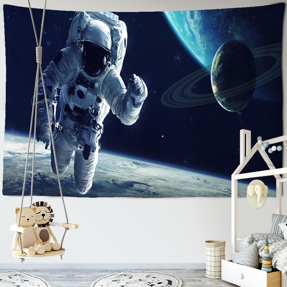 Cosmonaut Celestial Body Tapestry Wall Hanging Fantasy Universe Science Hippie Living Room Printing Room Decor