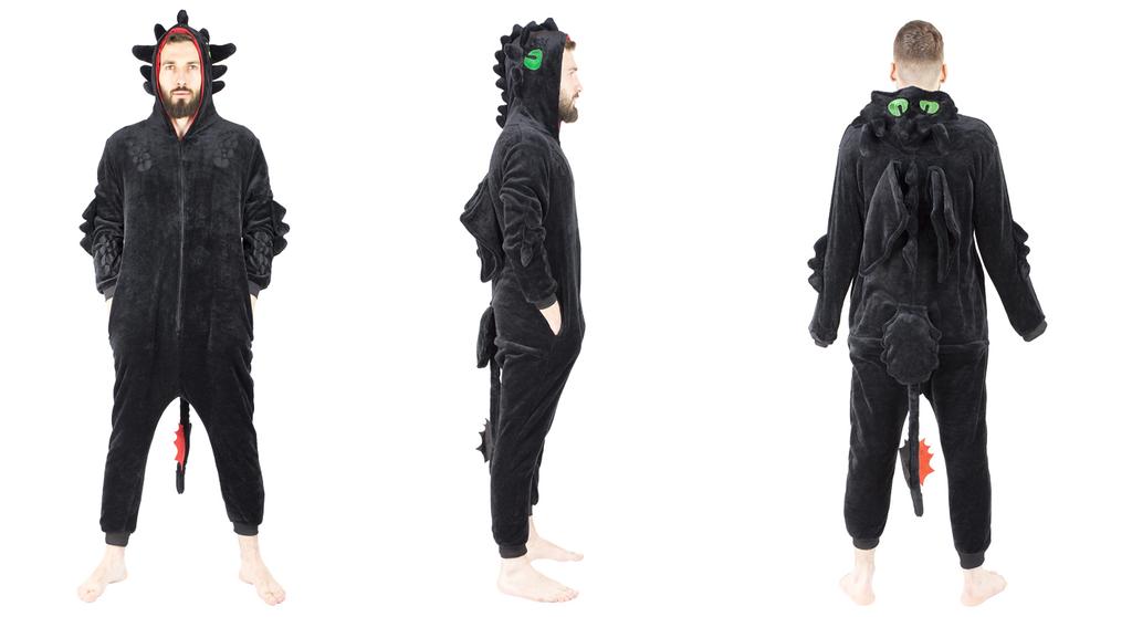 Kigurumi overal teplé pyžamo Night Fury Toothless pánský overal m S