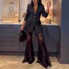 Spring Autumn New Fashion Long Sleeve Suit Set Women's Casual Loose Lace Two Piece Outfit