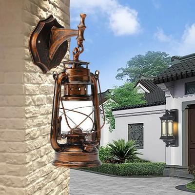 Outdoor Retro Nostalgische Lampe E27 Fassung Metall und Kunststoff, Rustikale Wandleuchte, Vintage Laternenlampe, Garten Retro Wandleuchte