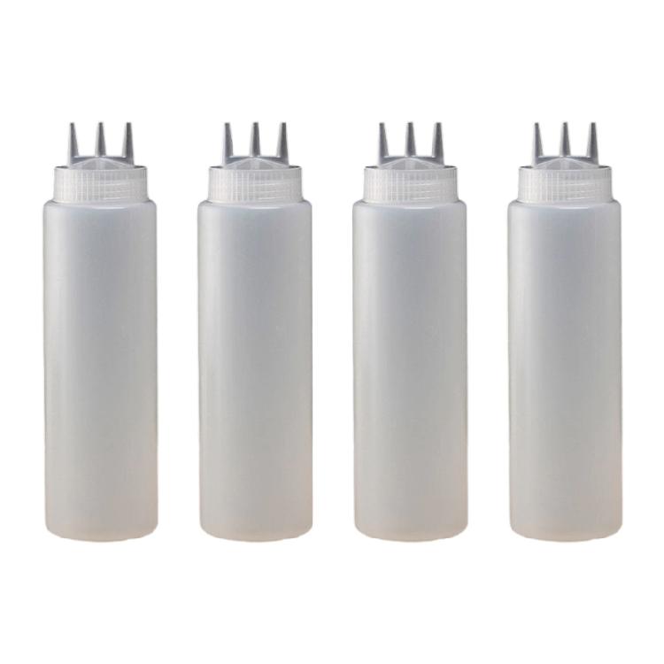Strong Trilateral Nozzle Dispenser Bottles 4PCS Easy Disassemble Kitchen Accessories Never Bisphenol Plastic For Dressings Syrups белый