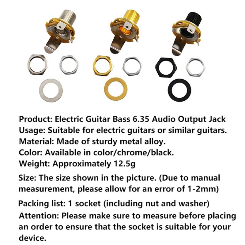 1Pcs Guitar Input Output Jack Socket 6.35Mm 1/4" Mono Phone Jack For Electric Guitar Bass Parts Replacement