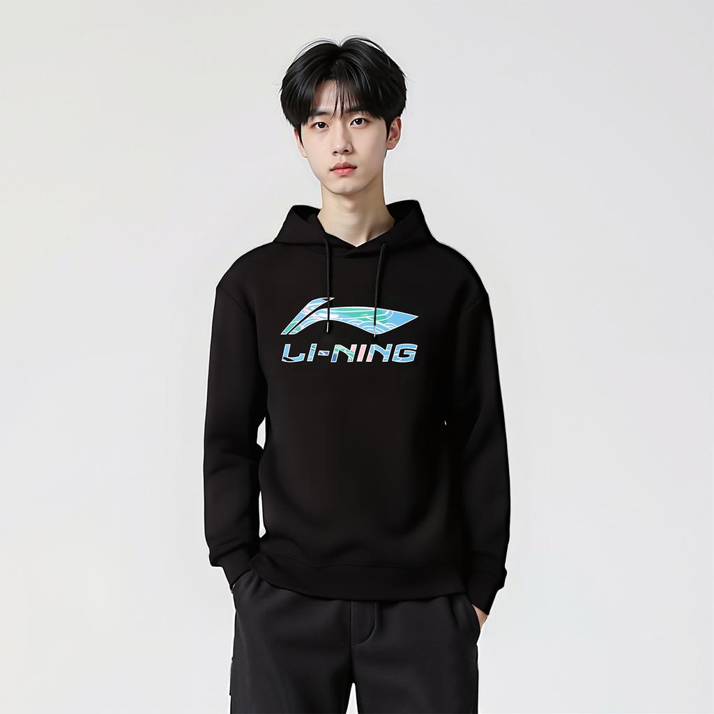 Li Ning Sweatshirts Men's Black Crew Neck Moderate AWDVJ01-3