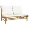 vidaXL 2-part. Garden Lounge Set with Cream White Cushions Bamboo