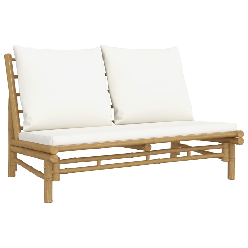 vidaXL 2-part. Garden Lounge Set with Cream White Cushions Bamboo