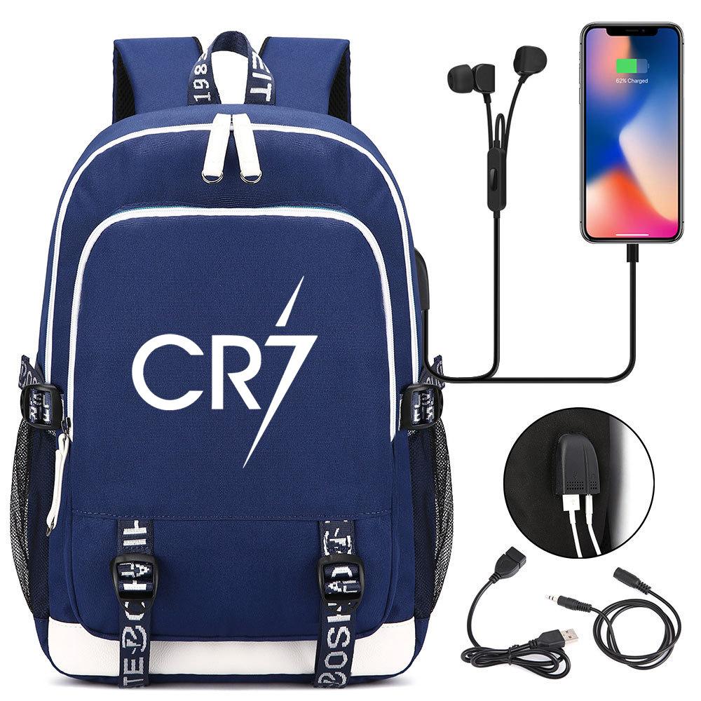 Football Printed Student Backpack Multifunctional Usb Interface Large Capacity Leisure Travel Backpack