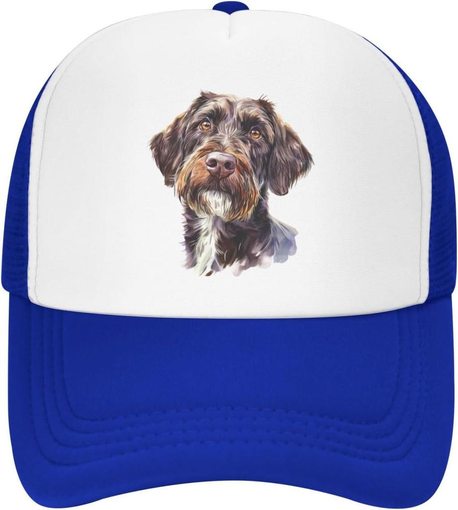 Drahthaariger Vorstehhund Griffon Hunde-Aquarell-Druck Mesh Trucker-Kappe Verstellbare Baseballkappe Lässige Snapback für Männer Frauen