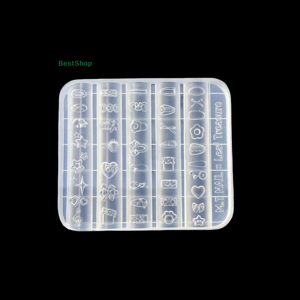 3D Silicone Nail Mold Lace Bow Heart Carving Template DIY Nail Art Decor Transparent Manicure Mold