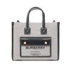 Burberry Freya Large Adjustable Strap Cotton And Calfskin Tote Bag Women Tote Bags Black Gray 80441421