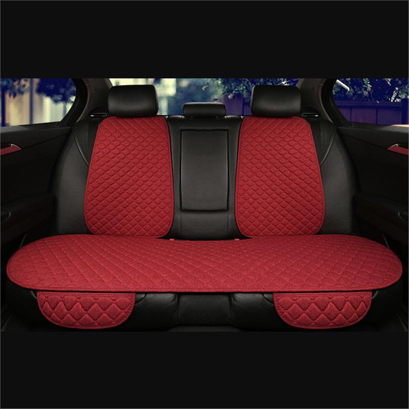 All-Season Breathable Linen Car Seat Cushion Set with Polka Dot Embroidery