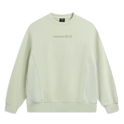 Li Ning Sweatshirt Ample à Col Rond Peau Douce Amie de la Peau Résistant à l'Eau pour Femme Blanc Vert AWDW172-5
