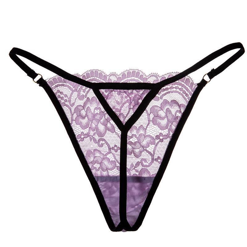 Women's Lace Thong: Low Waist, Hip Lift, High Cut, Metal Detail, Thin Strap, Sexy T-Pants