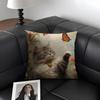 Cat And Flower Fashion Cushion Cover Natural Linen Organic Fabric DoubleSided Printing Sofa Home Decor Gift Pillow Case