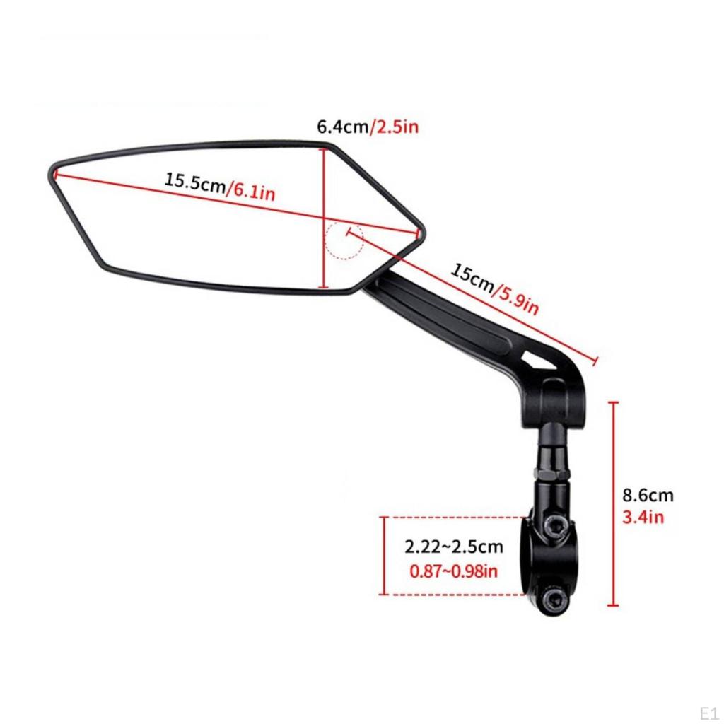 Bike Mirror with Handlebar Clamp WideAngle TwoWheeled Vehicle Convex Lens Universal for