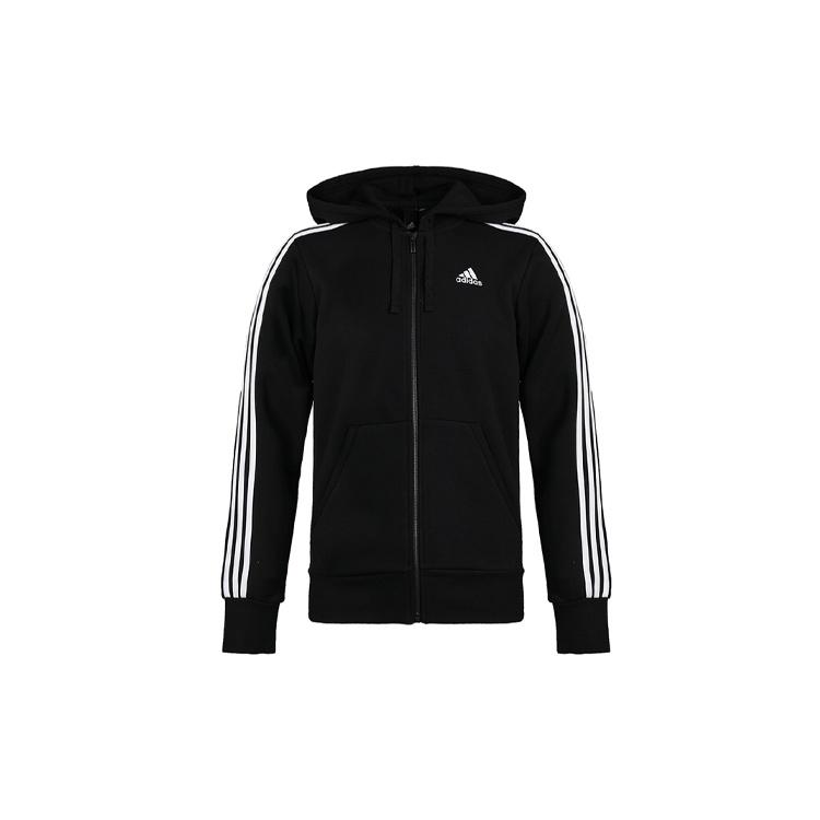 adidas 3-Stripes Fleece Hoodie Black White Men s B47368 M