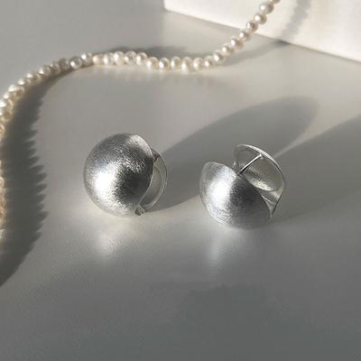Brushed Ball Ear Buckle Women's Light Luxury Niche Retro Metal Matte Arc Earrings Earrings