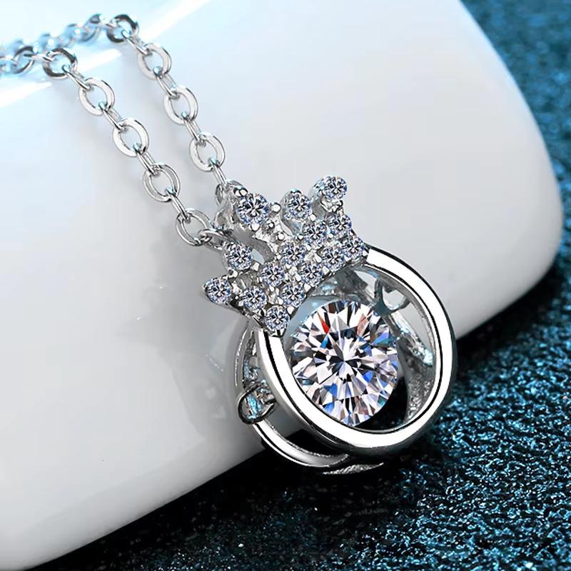 Mo Sangshi Fashion S925 Sterling Silver Necklace Smart Crown Beating Heart Qixi Valentine's Day Gift Wedding
