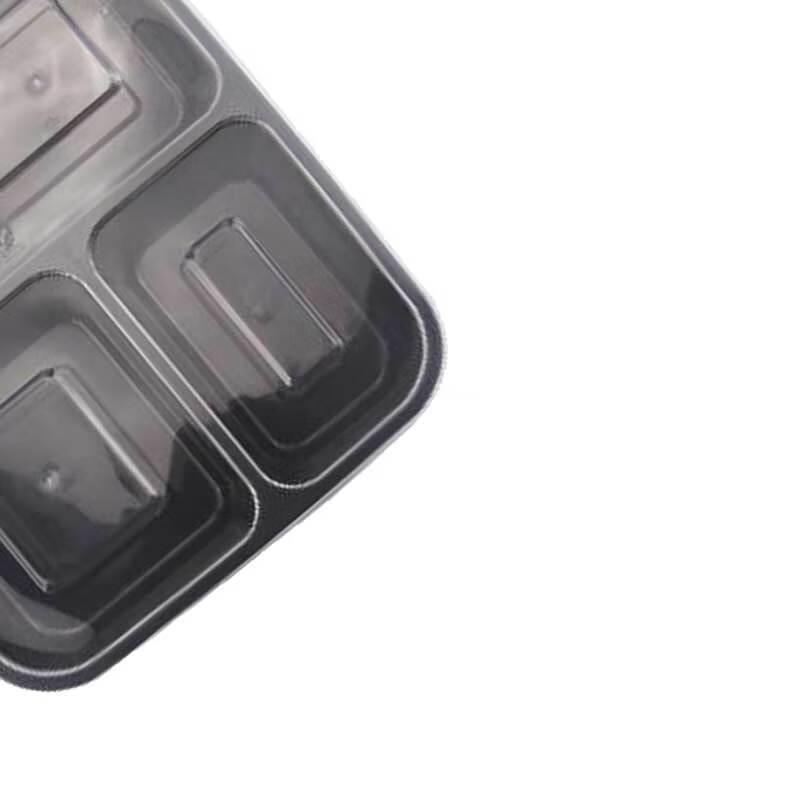Disposable 3-Compartment Black Takeaway Container
