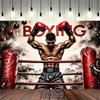 2D Boxstudio-Banner, Rote Boxhandschuhe & Ring-Party-Hintergrund