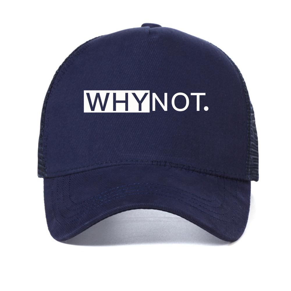

Why Not Letter Print Women mesh baseball cap fashion outdoor adjustable sun hat summer unisex Causal Breathable Trucker Hats Adjustable темно-синього кольору